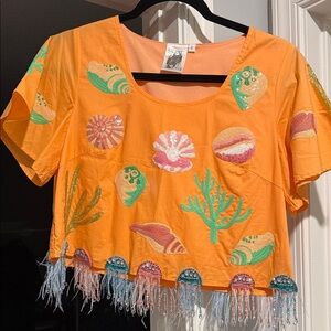 Queen of sparkles PEACH UNDER THE SEA TOP NEW small